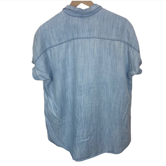 Soft Surroundings chambray denim button tunic short sleeve shirt top sz small - Picture 4 of 8